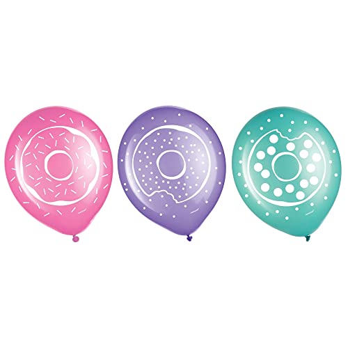 Image of Donut Party Multicolor Latex Balloons - 12 inch (6 Pc) - Perfect for Donut-Themed Party Decor