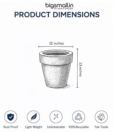 Image of Bigsmall Designed Plant Pots, Premium Durable Polymer Flower Pots for Indoor & Outdoor Plants - Lightweight, Stylish, and Weather-Resistant Garden Planters (Stemma-Grey Marble, 13 Inch)