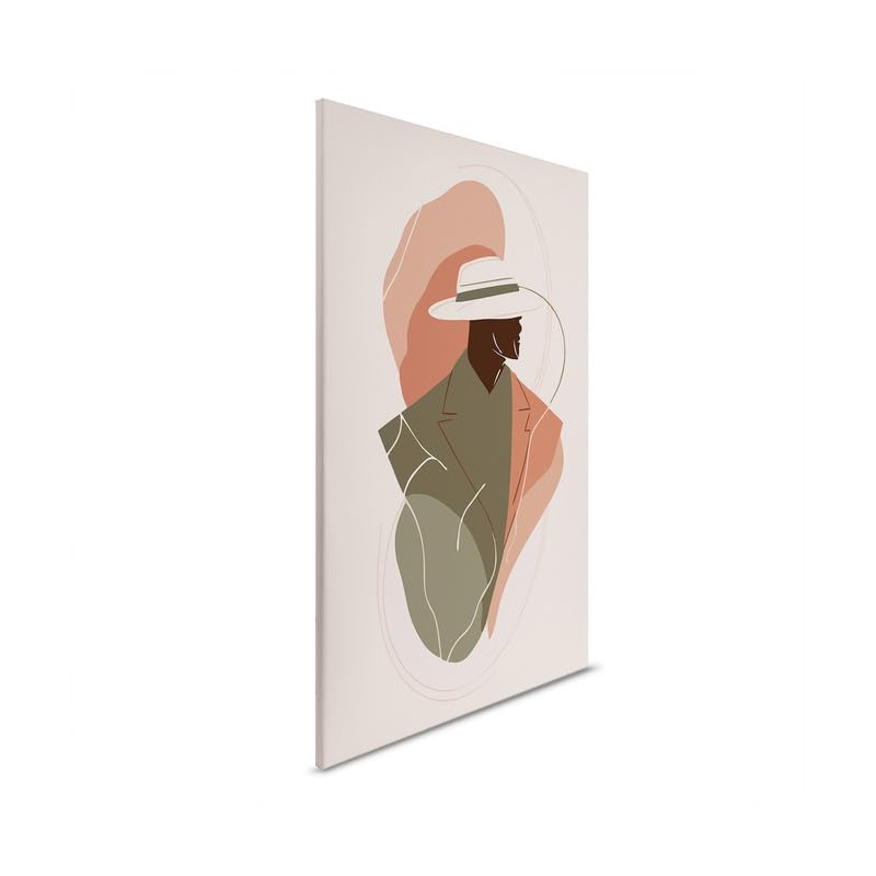 Impression sur toile motif homme abstrait beige orange 60 x 90 cm DD132788 - 4
