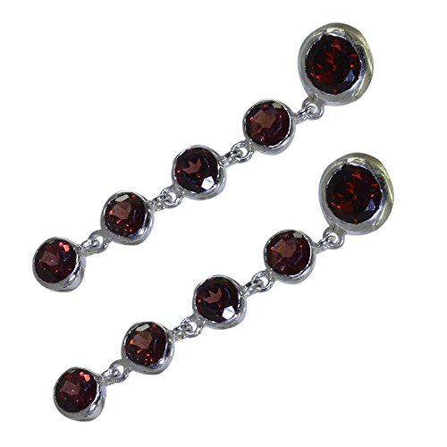 Boucles d'oreilles grenat véritable argent 925 cadeau de naissance