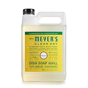 MRS. MEYER’S CLEAN DAY Liquid Dish Soap Refill, Biodegradable Formula, Honeysuckle, 48 fl. oz