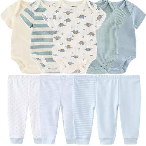 Image of Kiddiezoom Baby Layette Set Baby Boys' 9-Piece Bodysuits Pants Set Toddler Girl Boy Unisex Baby Gift Sets