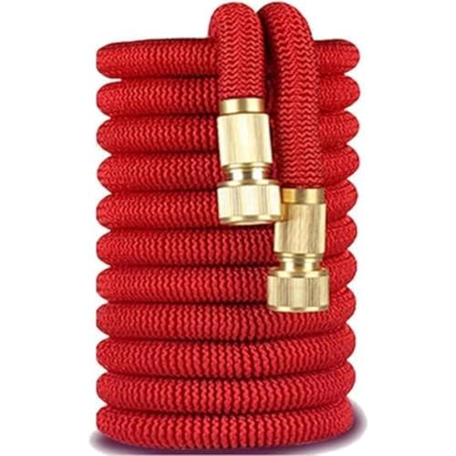 Honey Zone 伸びるホース 3倍伸縮 高耐久 銅コネクタ 水やり 洗車 園芸用 水漏れ防止 ガーデニング用 7.5m ブルー (15m,レッド)