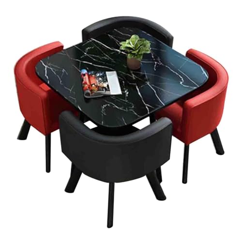OCAZI Runder Esstisch Set 5-tlg - Tisch Mit 4 Stühlen Für Küche & Esszimmer | 80x75cm | Metallgestell & Wählbare Bezüge