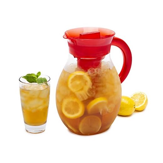 Primula The Big Iced Tea Maker Infusion, Brewer, Large Capacity, Beverage Pitcher, 1 Gallon, Red