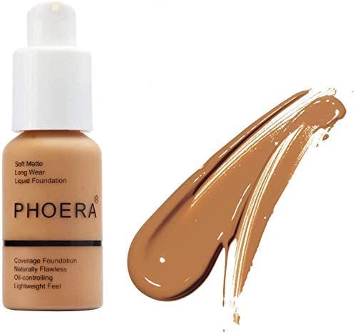 PHOERA Full Coverage Foundation, Soft Matte, Oil Control Concealer, Foundation Makeup Flawless Cream Smooth Long Lasting 24HR Waterproof and Blendable 30ml (#105 Sand)