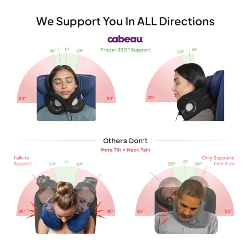 Image of Cabeau Evolution X Deluxe - Best Travel Neck Pillow with Travel Bag (Diamond Black /White)