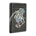 Vintage Old Hand Drawn Skeleton Riding a Skateboard on Black Dark Slim Minimalist Wallet, Front Pocket RFID Leather Blocking Card Holder Case for Men Women Girls Ladies, Stylish Printing Gift
