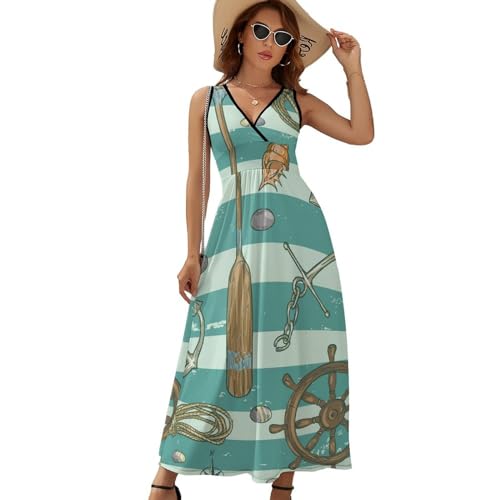 Robe Maxi Col V Fluide et Décontractée Outils Nautiques - 6