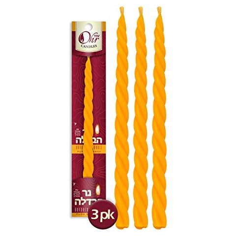 OHR CANDLES Braided Beeswax Havdalah Candle - Pure Bees Wax Shabbat Candle - Shabbat Judaica Gift - Round Braid - 3-Pack Cover