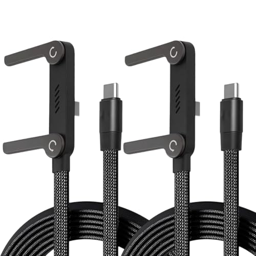 Dingbge 2-in-1 Invisible Holder Charger Cable – Fast Charging Cord with Built-in Phone Stand, 240W Super Fast Charging Cord with Built-in Folding Phone Stand, Type-C Cable for iPhone Gaming(2PCS)