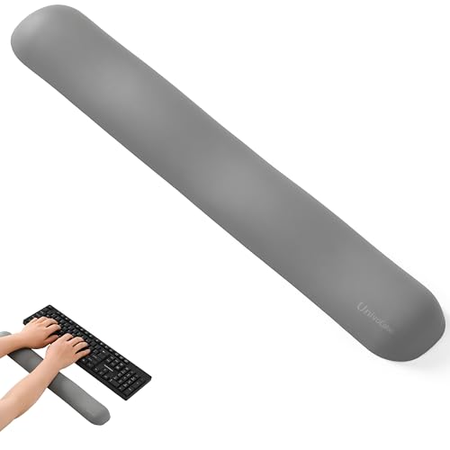 Image of UnivoColors Design-Wave Keyboard Wrist Rest, Artificial Sheepskin+Memory Foam+Ergonomic+Anti-Slip Gel, Resilience Support During Work and Gaming,Keyboard Accessory,Grey