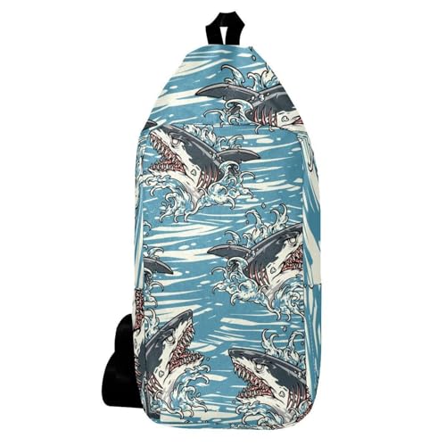 Sac à dos à bandoulière homme et femme à motif requins multicolore pour le quotidien