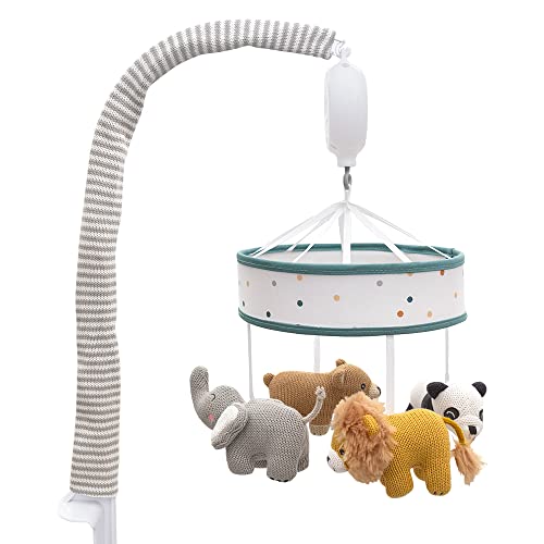 Image of Living Textiles Baby Musical Mobile - Day at The Zoo | Crib Toy, Knitted Zoo Characters, Nursery Decor, Calming Soother with 12 Lullabies | Perfect Baby Toy for Boys and Girls