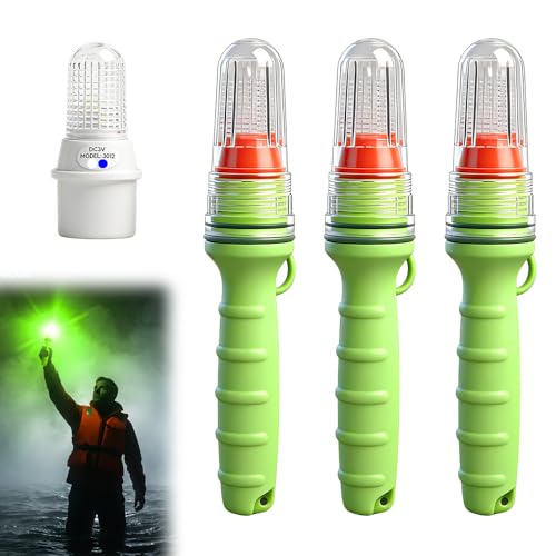 3 PCS Boat Flares 2026 Upgrade Boat Flares Coast Guard Approved Marine Electronic Boats Distress Flare for Fishing Boats Buoys Life Rafts (Green Green)