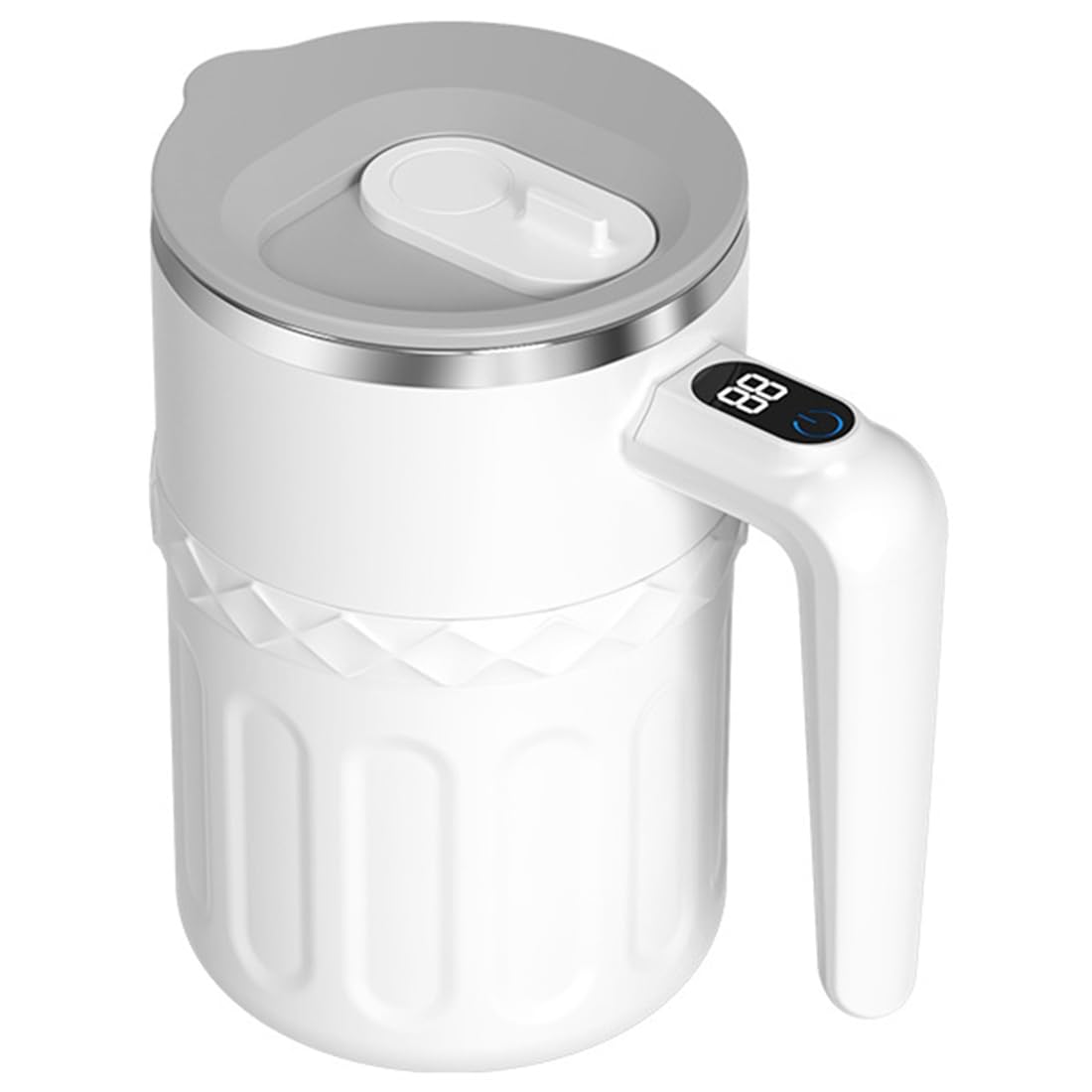 Vjsujehgy Automatic Mixing Cup with Rechargeable Temperature Control Stainless Steel Self-Stirring Coffee Mug Lid for Hot Beverage Drinks