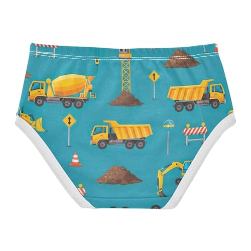 Girls Underwear Toddlers 2t Cotton Little Girl Panties Pattern Briefs Undies Kids Cartoon Yellow Construction Vehicles2
