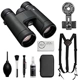 Nikon PROSTAFF P7 8x42 Binoculars Bundled with Harness Strap + Deluxe Cleaning Kit + Smartphone to Binocular Adapter + Microfiber Cleaning Cloth (5 Items)