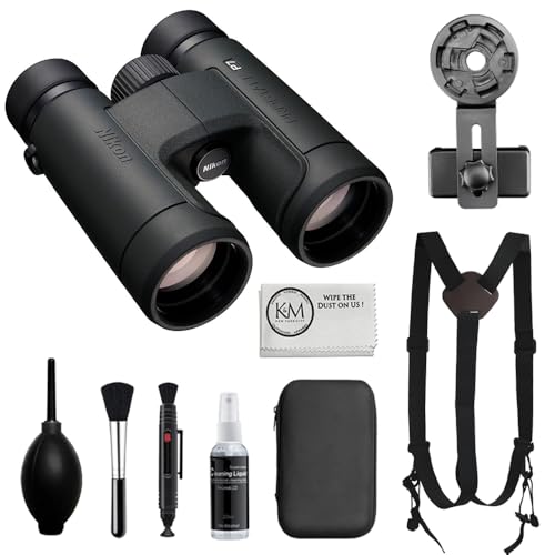Nikon PROSTAFF P7 8x42 Binoculars Bundled with Harness Strap + Deluxe Cleaning Kit + Smartphone to Binocular Adapter + Microfiber Cleaning Cloth (5 Items)