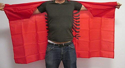 Image of AZ FLAG Albania BODY Flag 3' x 5' - Albanian CAPE FAN flags 90 x 150 cm - Banner 3x5 ft