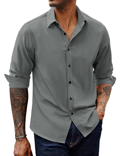PJ PAUL JONES Herren Hemd Bügelfrei Regular Fit Freizeithemd Langarm Casual Faltenfrei Businesshemd (Grau, M) PJ PAUL JONES Herren Hemd Bügelfrei Regular Fit Freizeithemd Langarm Casual Faltenfrei Businesshemd (Grau, M)