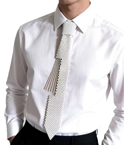 Sparkly Rhinestone Tassel Necktie for Women Bling Statement Tie Clip On Fashion Neck Accessory for Shirt Costume Party