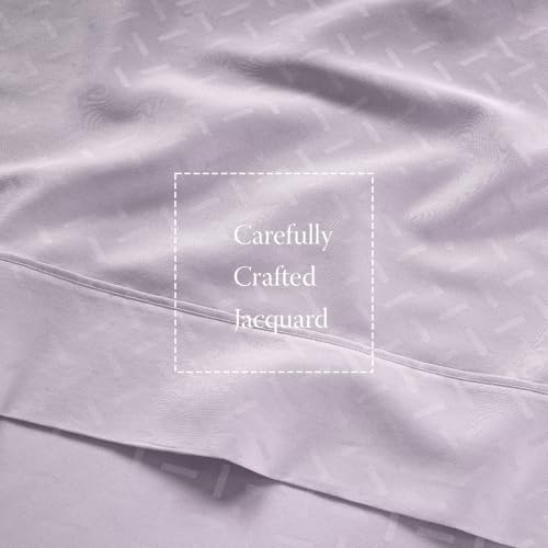 Image of Threadmill Cotton Twin Sheet Set | 100% Cotton Sheets for Twin Size Bed | Damask Jacquard Sateen Twin Bed Sheets Set with 16 inch Deep Pocket | Soft Breathable 3-Piece Cooling Sheet Set | Lilac
