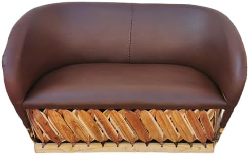 Love Seat Equipal Furniture Sofa Handmade by Equipales San Jose Red Color Mexican Furniture Traditional Style Ideal for Your Home, House, Garden, Restaurant, Hotel, Equipal