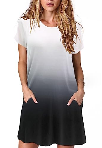 Image of Alaster Women's Casual Summer T Shirt Dress Loose Short Sleeve Tunic Dress with Pocket for Women