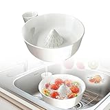 pelriox Lavabo para Frutas, Máquina Lava Verduras Vegetable Washer, Cuchara de Frutas y Verduras de PP Portátil con Función de Escurrido, Cesta Multifunción 21x16,5x8cm para Cocina/Picnic