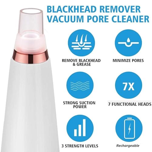 Image of 6-in-1 Electric Blackhead Remover Tool | USB Rechargeable Acne Pimple Pore Vacuum Cleaner | Derma Suction Machine for Nose & Facial Skin Care (6 in 1 Multi-function)
