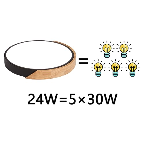LuFun Ceiling Lights 24W, Flush Mount Light Fixture Black,Indoor Wooden Round Modern Led Ceiling Lights Ø30cm for Living Room Bedroom Kitchen Lounge Hallway Home Office,6500K Cool White Light - Cosy Home Interiors LuFun Ceiling Lights 24W, Flush Mount Light Fixture Black,Indoor Wooden Round Modern Led Ceiling Lights Ø30cm for Living Room Bedroom Kitchen Lounge Hallway Home Office,6500K Cool White Light - Image 4