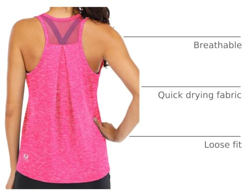 Image of ICTIVE Workout Tops for Women Loose Fit Racerback Mesh Backless Muscle Tank Running Shirts
