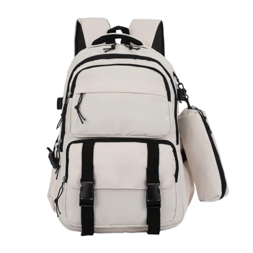 Mochila Com Estojo Masculina Feminino Super Estilosa e Moderna ImpermeávelEspumas Para Conforto (Bege)