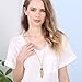 RIAH FASHION Bohemian Natural Stone Pendant Long Necklace - Boho Charm Layering Statement Chain Teardrop, Oval Raw Stone Druzy, Marble Quartz (Long Marquise - Light Brown)
