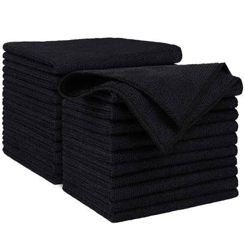 Image of AIDEA Microfiber Cleaning Cloth Black 20PK, Microfiber Towels for Cars, Premium Car Cloth, Dusting Cloth Lint Free Cleaning Rags for SUVs, House, Kitchen, Window, Workshops,12x12 inch
