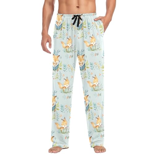 Fox Reading Men's Pajama Pants Lightweight Sleepwear Bottom Lounge Pants