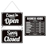 Open and Closed business hours signs, double-sided open closed signs, replaceable time business hours hanging decor, coffee bars, store, hotels, restaurants, doors, windows, glass walls