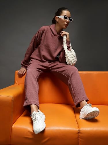 Image of GRECIILOOKS Co-ord Set for Women Stylish | Warm Hooded Hoodie & Pant Set | Winter Wear Womens Dress | Casual Travel & Loungewear Outfit | Oversized Loose Fit Winter Hoodie set
