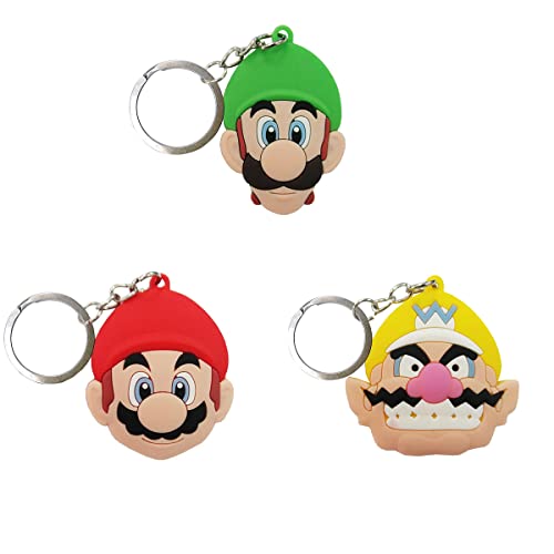 Llavero Super Mario x3, Mario Luigi y Wario, Colgante Mario Bross, Plano, Rojo, Verde Y Amarillo, Niños y adultos Cover
