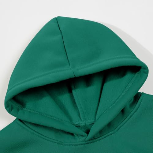 Girl's Boys 2Pcs Solid Color Long Sleeve Pullover Hooded Sweatshirt Set Sweatsuits and Casual Sweatpants with Pocket(Green, 12-13 Years)3