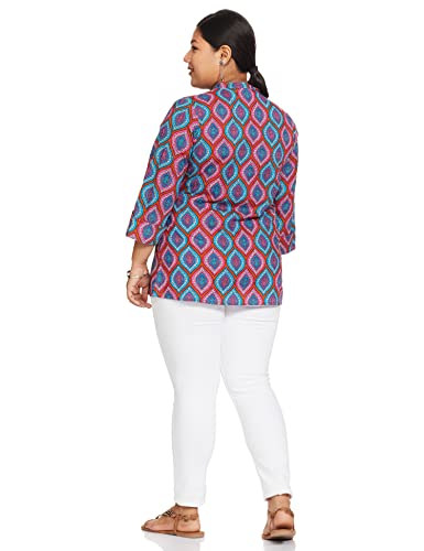 Image of Amazon Brand - Myx Women Printed Regular Cotton Short Kurti (Available in Plus Sizes)