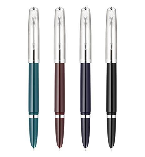 Atokiss Jinhao 86 Resin Fountain Pen Iridium Extra Fine Nib With Converter, (Malachite Blue,Wine Red,Dark Blue,And Black) Steel Cap #TOP5