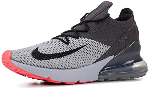Nike Air Max 270 Flyknit - Mens Atmosphere Grey/Hyper Punch/Thunder Grey Nylon Training Shoes, 10