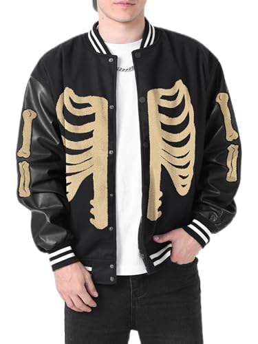 Varsity Jackets Faux Leather Bomber Jacket Halloween Letterman Jacket Outerwear Coat2