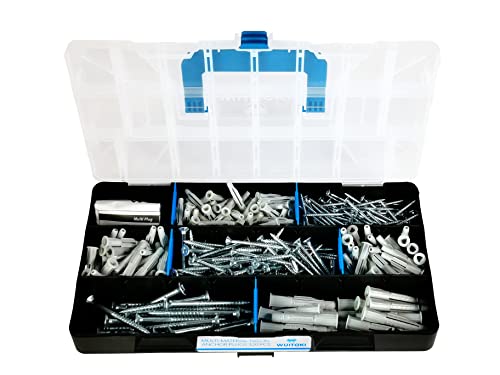 WUITOKI Dübel Schrauben Set 320 Stück, M4, M5, M6, Senkkopf, Kreuzschlitz, Teilgewinde, Sortimentskasten Cover