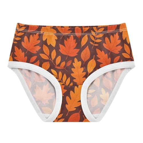 Joisal Cotton Girls Underwear Toddlers Autumn Leaves Dark Orange Panties Little Girl Fancy Undies Kids Briefs 2t