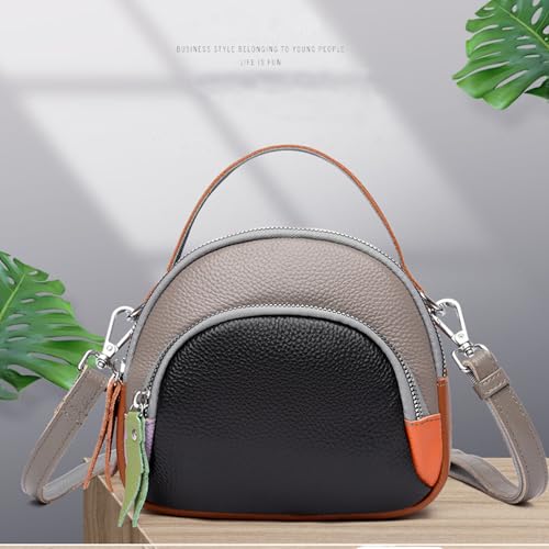 Genuine Leather Shoulder Bags for women,color blocking cowhide crossbody bags,multi layered handbag,Triple Zip Purses2