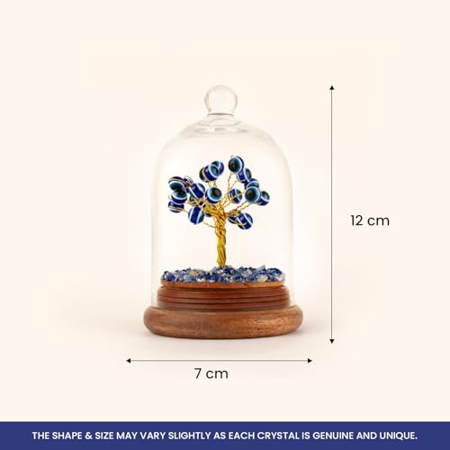 Image of Astrotalk Evil Eye Crystal Dome Tree | Protects from Negative Energy | Feng Shui Items For Good Luck | Home Decor For Living Room & Bedroom | Housewarming Gifts | Aesthetic Home Decor Items,7 Cm