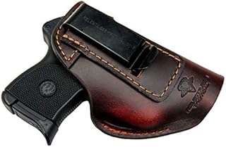 The Defender Leather IWB Holster - Made in USA - Fits Ruger LCP, LCP2, Sig P238, P290, S&W Bodyguard .380 and Most .380's Made in USA - Brown Right Handed
